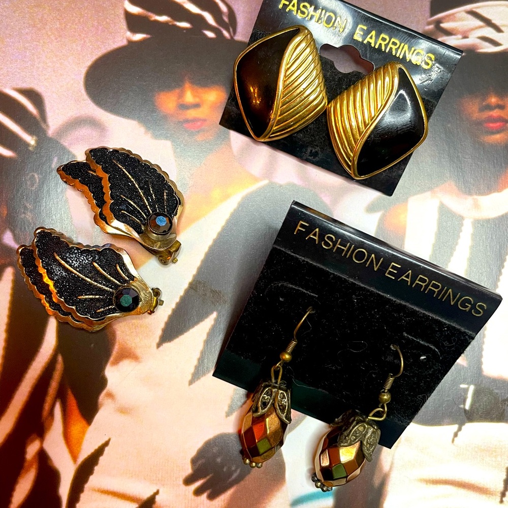 3 Pairs of 1990’s Deadstock Vintage Fashion Earrings Bundle